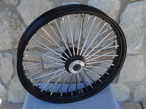 X Black Fat Spoke Dual Disc Front Wheel Harley Flt Touring Baggers