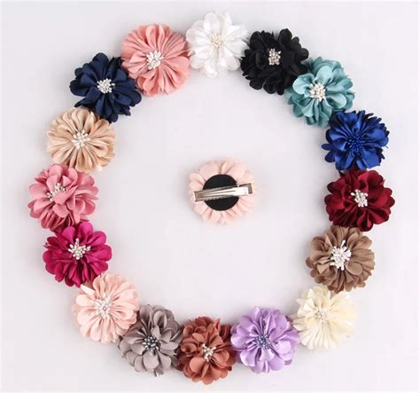 Pcs Lot Chic Mini Girls Hair Clips With Fabric Flower Artificial