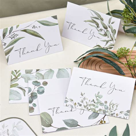 Crisky 50 Pack Greenery Thank You Greeting Cards With Envelopes