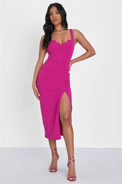 Magenta Midi Dress Magenta Bodycon Dress Sleeveless Dress Lulus