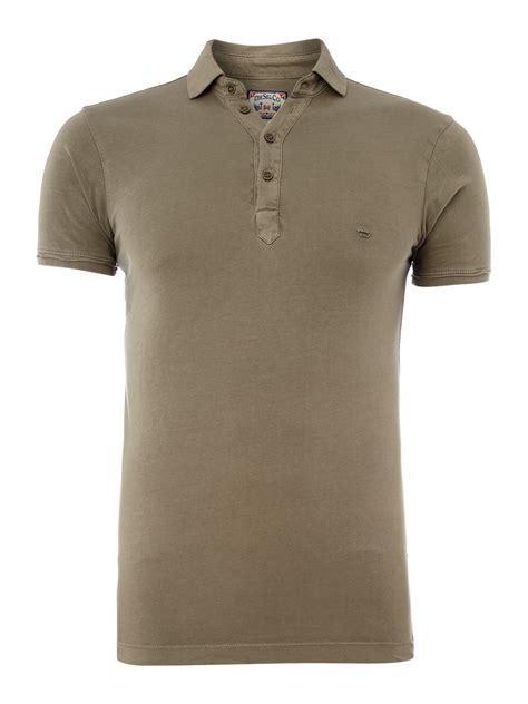 Diesel Polo Shirt In Khaki For Men Lyst