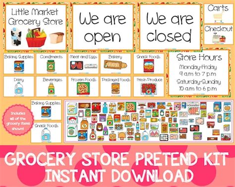 Pretend Grocery Store Dramatic Play Store Etsy