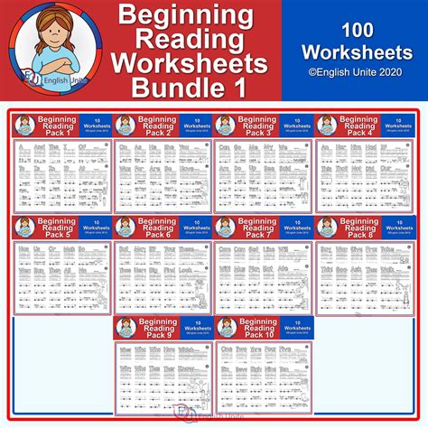 Beginning Reading Worksheet Bundle 1 English Unite Reading Worksheets Beginning Reading