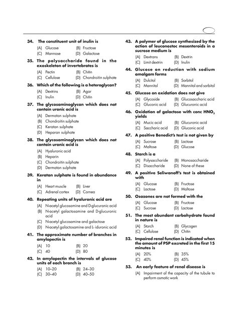 Solution Carbohydrate Chemistry And Metabolism Mcq Studypool