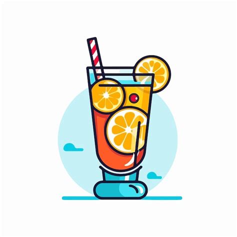 Un Vaso De Jugo De Naranja Con Una Pajita Vector Premium