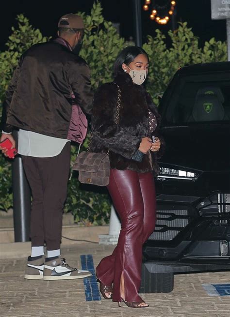 Jordyn Woods in a Purple Pants Enjoys a Romantic Date with Her