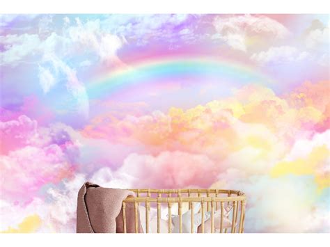 Colored Clouds Rainbow Sky Aesthetic Wall Mural Wallpaper Peel - Etsy