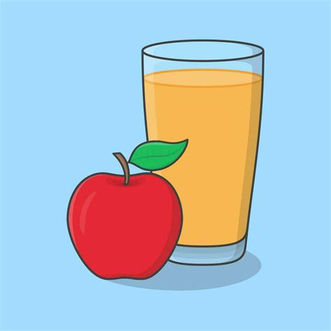 Apple Juice With Fruit In Glass Cartoon Vector Illustration Fresh