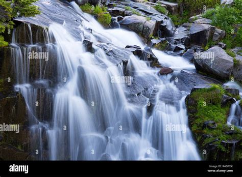 Washington State Mount Rainier National Park Myrtle Falls Stock Photo