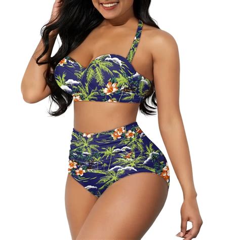 Suhoaziia Summer Tropical Tree Swimsuit Women Bikini Trendy Tie Closure