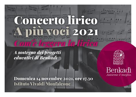 Concerto Lirico A Pi Voci Benkadi Commercio Equo E Solidale