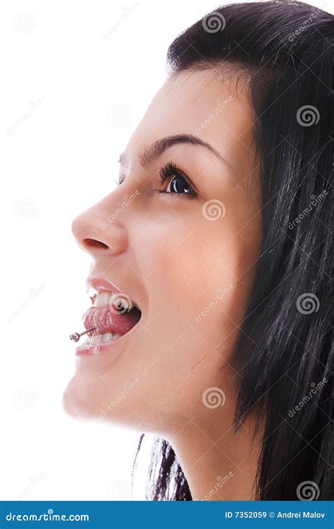 Women With Pierced Tongue Stock Image Image Of People 7352059