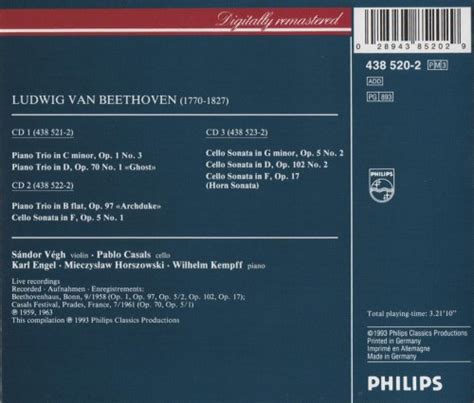 Pablo Casals Beethoven Piano Trios Cello Sonatas Cd Rip