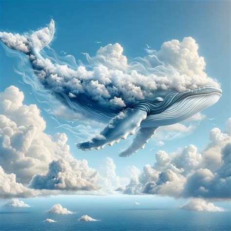 Whale Soaring Through White Clouds In Blue Sky Ai Art Generator