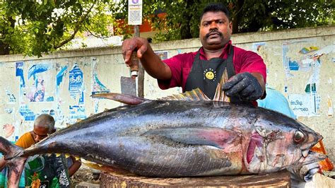 Kasimedu Speed Selvam Giant Yellow Fin Tuna Fish Cutting In