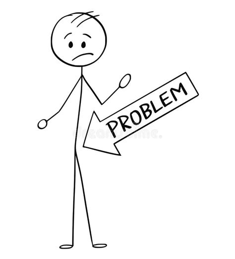 Cartoon Of Big Problem Arrow Pointing At Crotch Of Man Stock Vector