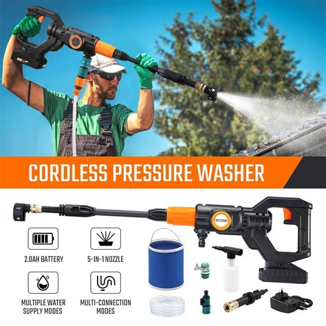 20v 2ah Cordless High Pressure Washer Portable Electric Cleaner Spray Gun