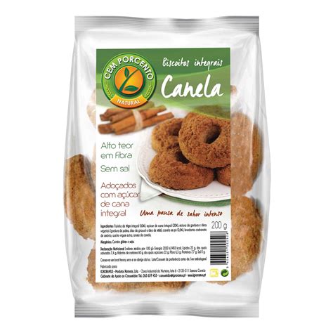 Biscoitos Integrais De Canela Cem Porcento Emb 200 Gr Continente