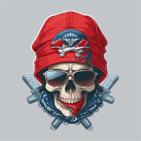 Premium Vector Skull Wearing Bandana Vector On A White Background