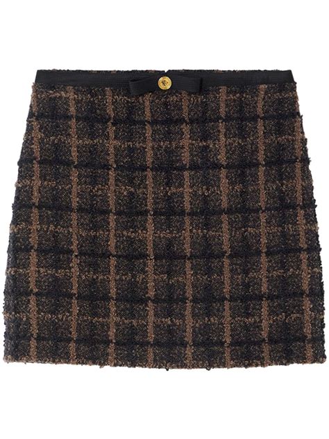 Versace Boucl Tweed Pencil Skirt Brown Farfetch