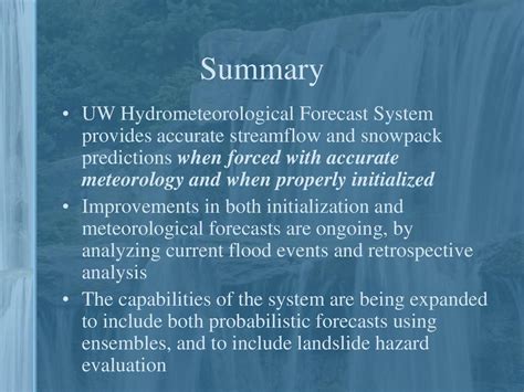 Forecasting Streamflow With The UW Hydrometeorological Forecast System