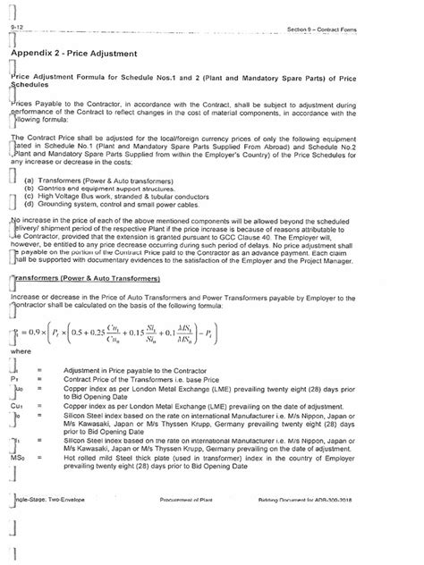 Price Adjustment Formula | PDF