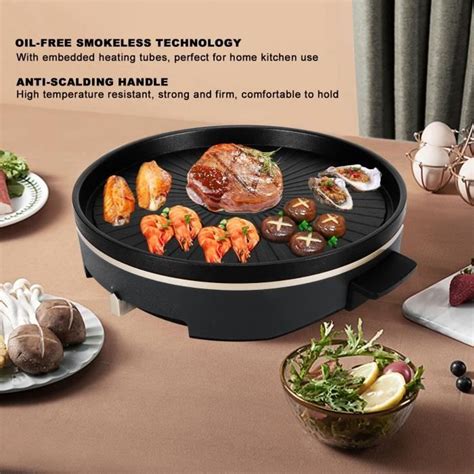 ZJCHAO Grill Électrique Plaque de Cuisson Multifonction Sans Fumée