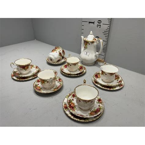 Royal Albert Country Rose Tea Cups Saucers Side Plates Tea Pot