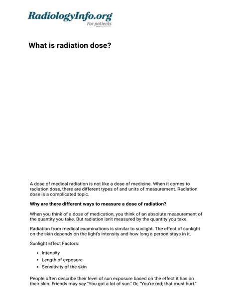 understanding radiation dose  medical imaging