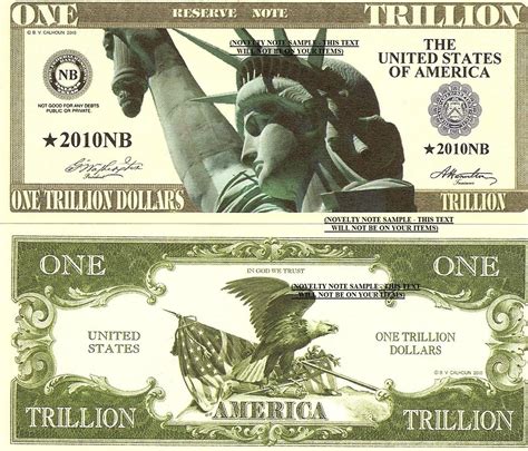 Million Billion Trillion Zillion American Dollar Bills Set Of 8