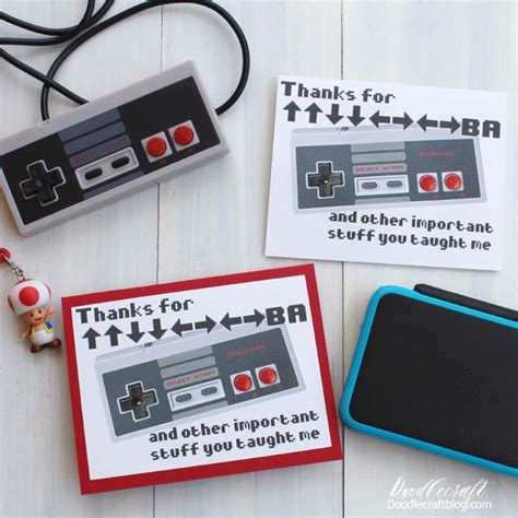 Nintendo Konami Code Fathers Day Card Free Printable