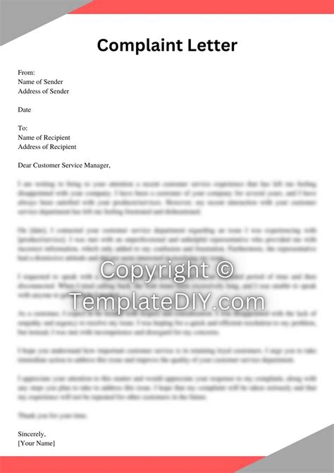 Customer Service Complaint Letter Sample with Examples