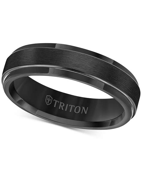 Triton Mens Black Tungsten Carbide Ring Comfort Fit Wedding Band 6mm Macys