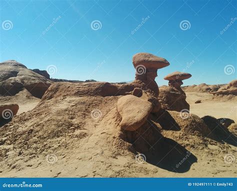 Hoodoo Rock Formations that Resemble Animals in Goblin Valley Stock Image - Image of desert ...