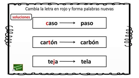 Juego De Lengua Cambia La Letra Que Aparece En Rojo Y Forma Palabras