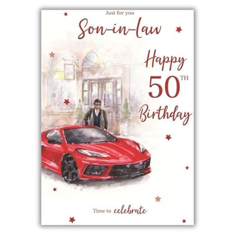 Son In Law 50th Birthday Card Age 50 Sports Car Design Special