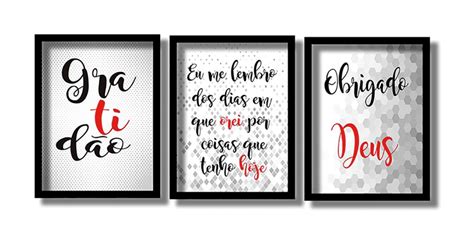 Kit Quadros Decorativos Gratid O Obrigado Deus Elo