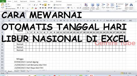 Trik Mewarnai Hari Libur Nasional Dan Minggu Secara Otomatis Di Excel