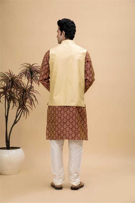 Buy Neudis Jacquard Silk Blend Regular Fit Mens Nehru Jacket And Kurta