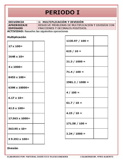 3 Matematicas Cuadernillo 2 SECUENCIA 1 MULTIPLICACIÓN Y DIVISIÓN