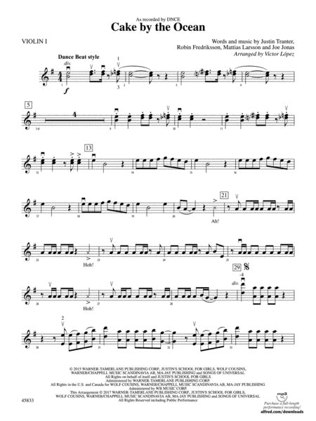 Cake By The Ocean 1st Violin String Orchestra Digital Sheet Music Sheet Music Plus