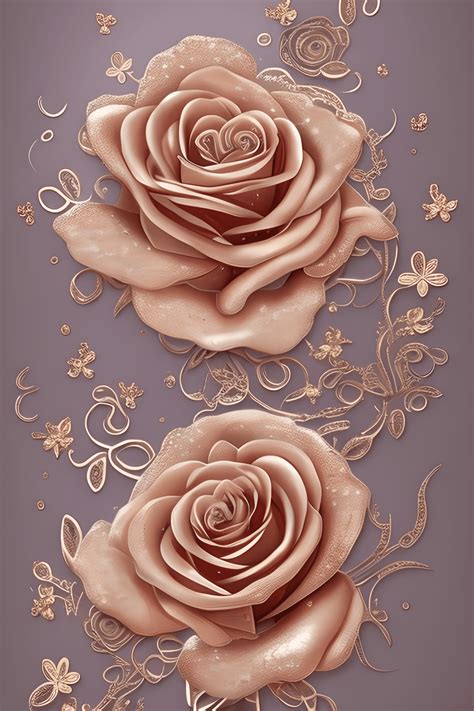 Rose Gold Lace Roses · Creative Fabrica