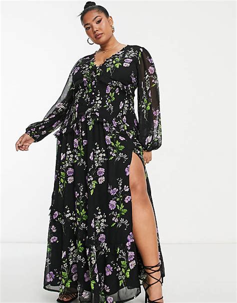 Frown Parachute Tiger Asos Curve Floral Maxi Dress Radioactivity Pear