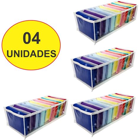 Organizador De Gavetas Tamanho P Ideal Para Calcinhas Meias Cuecas Transp Kit 4 Unidades