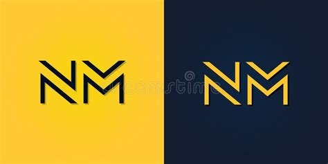 Minimalist Abstract Initial Letter NM Logo Stock Vector Illustration