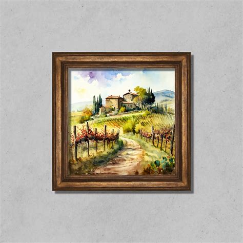 Tuscan Vineyard Watercolor Wall Art Print Digital Art Printable Wall ...