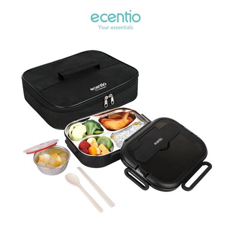 Jual Ecentio Tempat Makan Stainless Ml Grid Lunch Box Set Tas