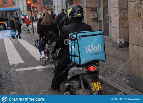 Wolt Food Delivery Man In Danish Capital Copenhagen Denmark Editorial