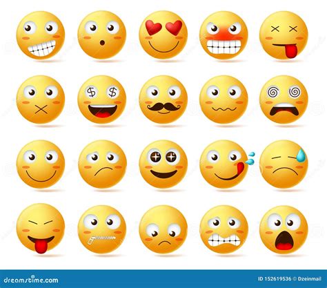 Smileys Vector Set Smiley Face Or Yellow Emoticons With Facial