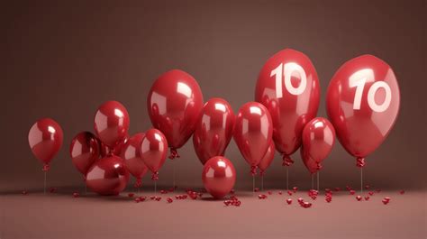 Balloon Number Red Balloons With The 10 Stacked In Front Of Them ...